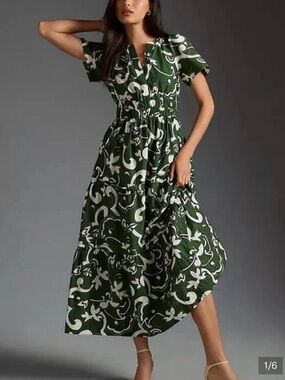 Anthropologie Somerset Short-Sleeve Maxi  Dress